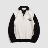 Lässiger Pullover mit Kragen und Fake Two